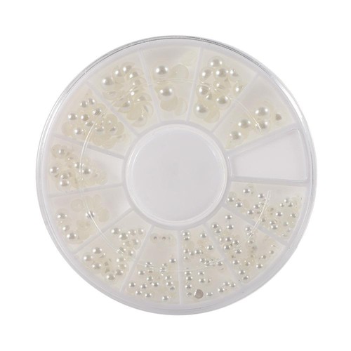 Beige Nail Beads Pearls Nail Art Decorations 3D Nail Rhinestones Manicure Tools - Picture 5 of 12