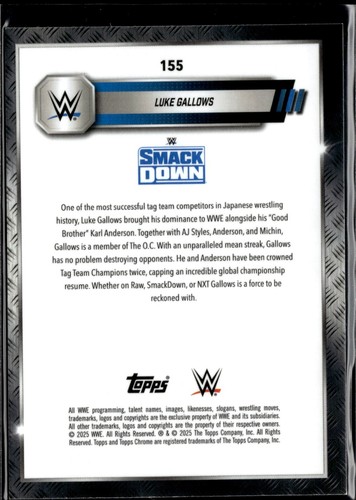 2025 TOPPS CHROME WWE  NEON GREEN & BLACK REFRACTOR #155 LUKE GALLOWS  - Picture 2 of 2