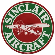 SINCLAIR AIRCRAFT GASOLINE 14" ROUND HEAVY DUTY USA MADE METAL ADVERTISING SIGN