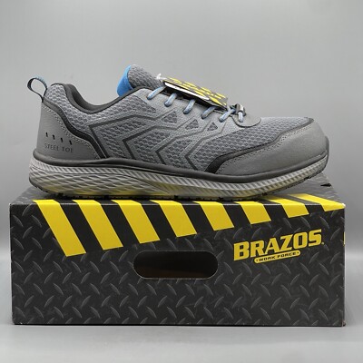 Brazos Men's 9 Safety Shoes Steel Toe Sneaker Water Repellent Leather Workflow