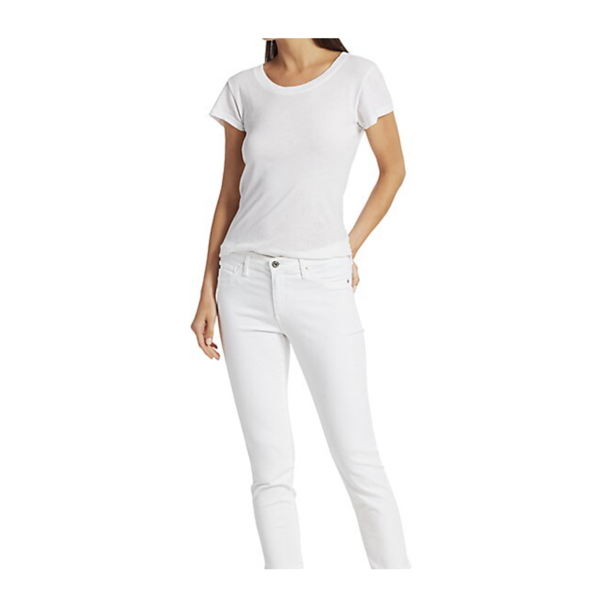 AG Jeans White Prima Stilt Roll-Up Mid-Rise Crop Cigarette Pants