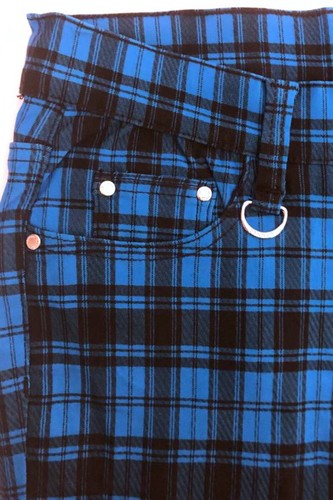 Pantalones para mujer prohibidos medio tartán a cuadros a cuadros emo punk piernas ajustadas - Imagen 11 de 38
