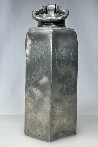 Antique Pewter Screw Top Flask Flagon - 94689 - Picture 3 of 9