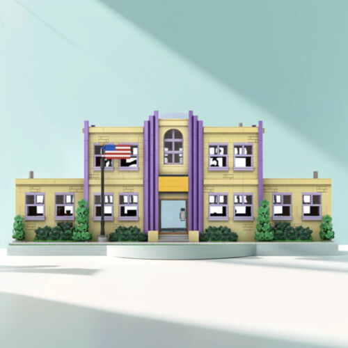 Modubrix Mocs Building Block Springfield Elementary School Sets Bricks Toy Kits - Picture 2 of 19