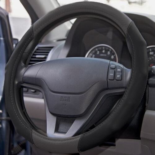 Car Seat Covers Front/Rear + Leather Steering Wheel Cover Universal Gray - Bild 5 von 6