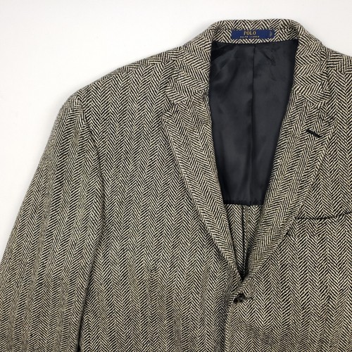 Polo Ralph Lauren Linen Silk Sport Coat 44 Tweed Blazer Jacket Herringbone Italy - Picture 10 of 20