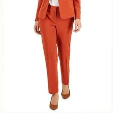 Le Suit Trousers Crepe Pants Women's 14 Pockets Stretch Business Career Ember