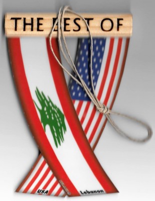Rear view mirror car flags Lebanon and USA Lebanese unity flagz for inside car