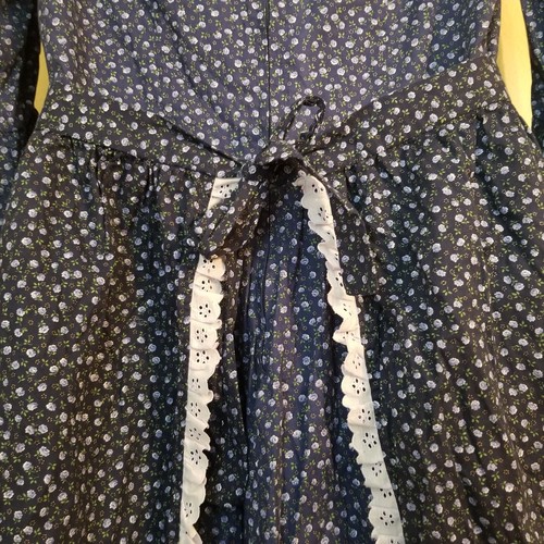 Homemade Purple Floral Prairie Dress Apron Bonnet Costume Cosplay Lace Trim West - Picture 7 of 11