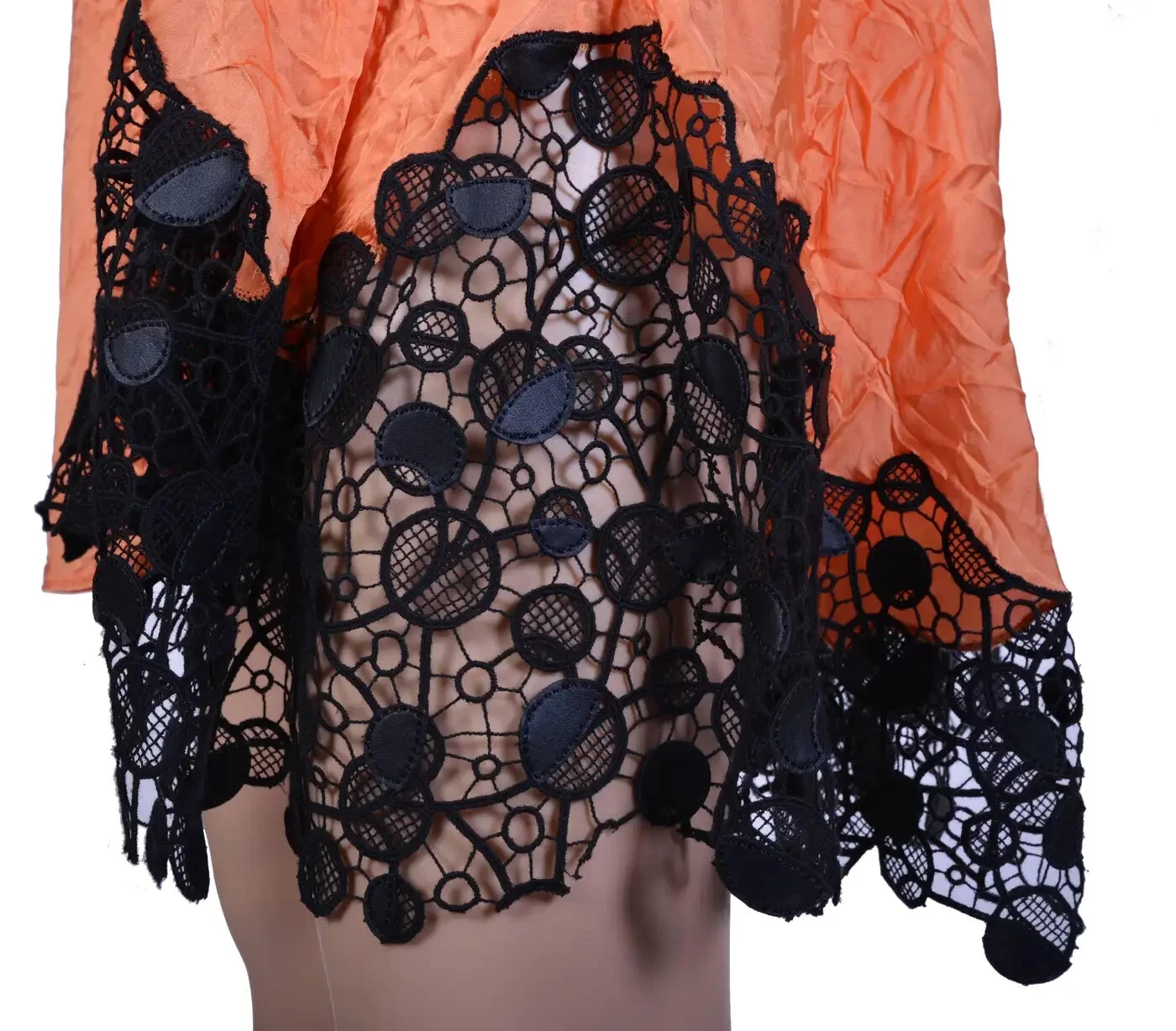 Abito mezza schiena pizzo nero arancione Versace S S13 l# 8 40