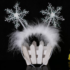 2 Pcs Feather Snowflake Headband Party Decor Xmas Hair Band Head Hoop
