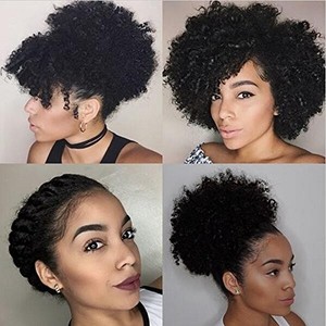 Afro Hair Kinky Curly Clip In Human Head Extensions Head Natural