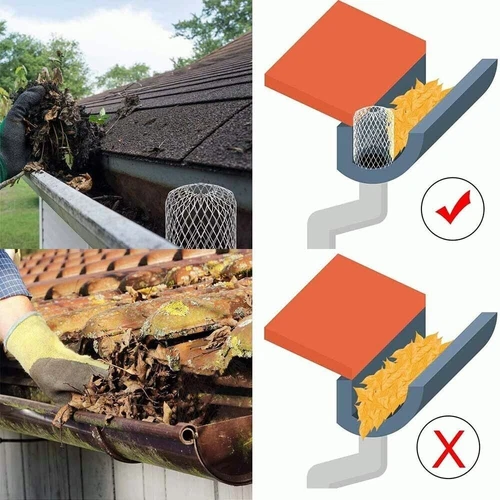 1/4x New Metal Mesh Gutter Leaf Debris Mud Trap Guards Drain Pipe Cover Downpipe - Picture 9 of 12