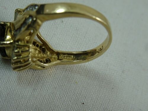14K Yellow Gold Sapphire Baguette Brilliant Diamond ring size 6 2TCW 5.6 grams - Bild 6 von 12