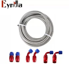 10AN Hose Stainless Steel Braided CPE Oil Fuel Line Kit 16FT with 6PCS Fittings 