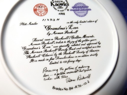 Norman Rockwell's Grandma's Love Factory Box COA - Imagen 4 de 4