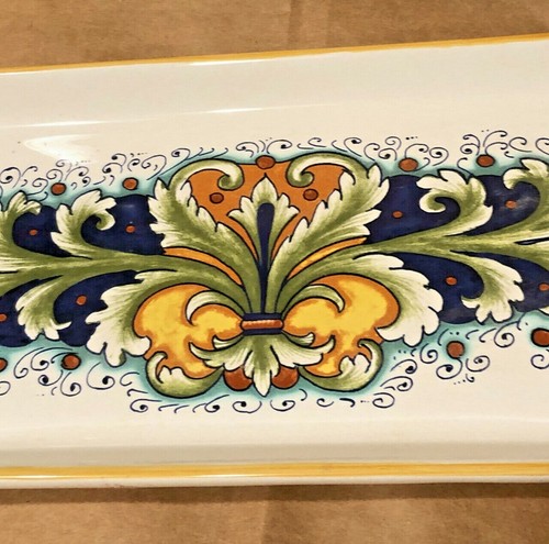 Vintage Nova Deruta Majolica Serving Platter Tray Baroque Italy Big! Pottery Art - Picture 4 of 11