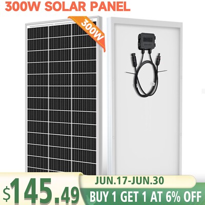 300W Watt Monocrystalline Solar Panel Charger 12V Home RV Car Off Grid Battery