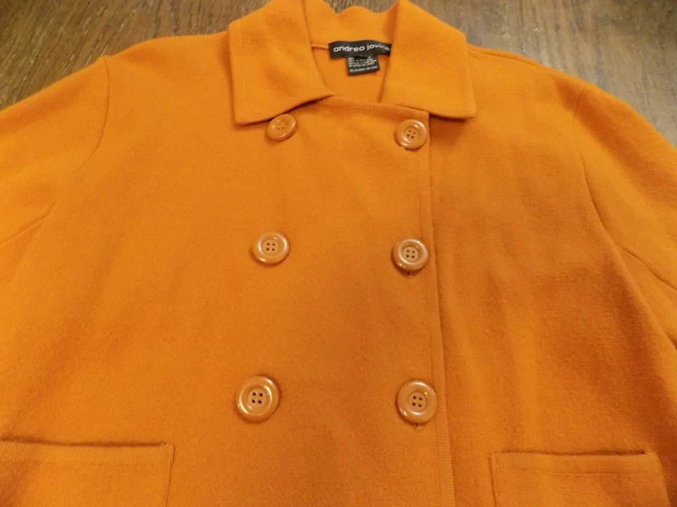 Blazer De Colección Andrea Jovine Naranja Quemado Suave 100% Lana Doble Pecho L Foto 4 de 4