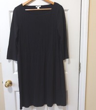 GARNET HILL Women's Black Cotton Rayon Spandex Jersey Casual Comfort Dress M
