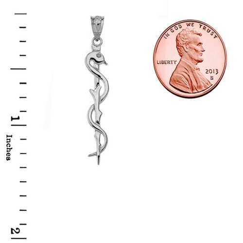 925 Plata de ley Medicina de Asclepio Símbolo Collar colgante 16" 18" 20" 22" - Imagen 3 de 3