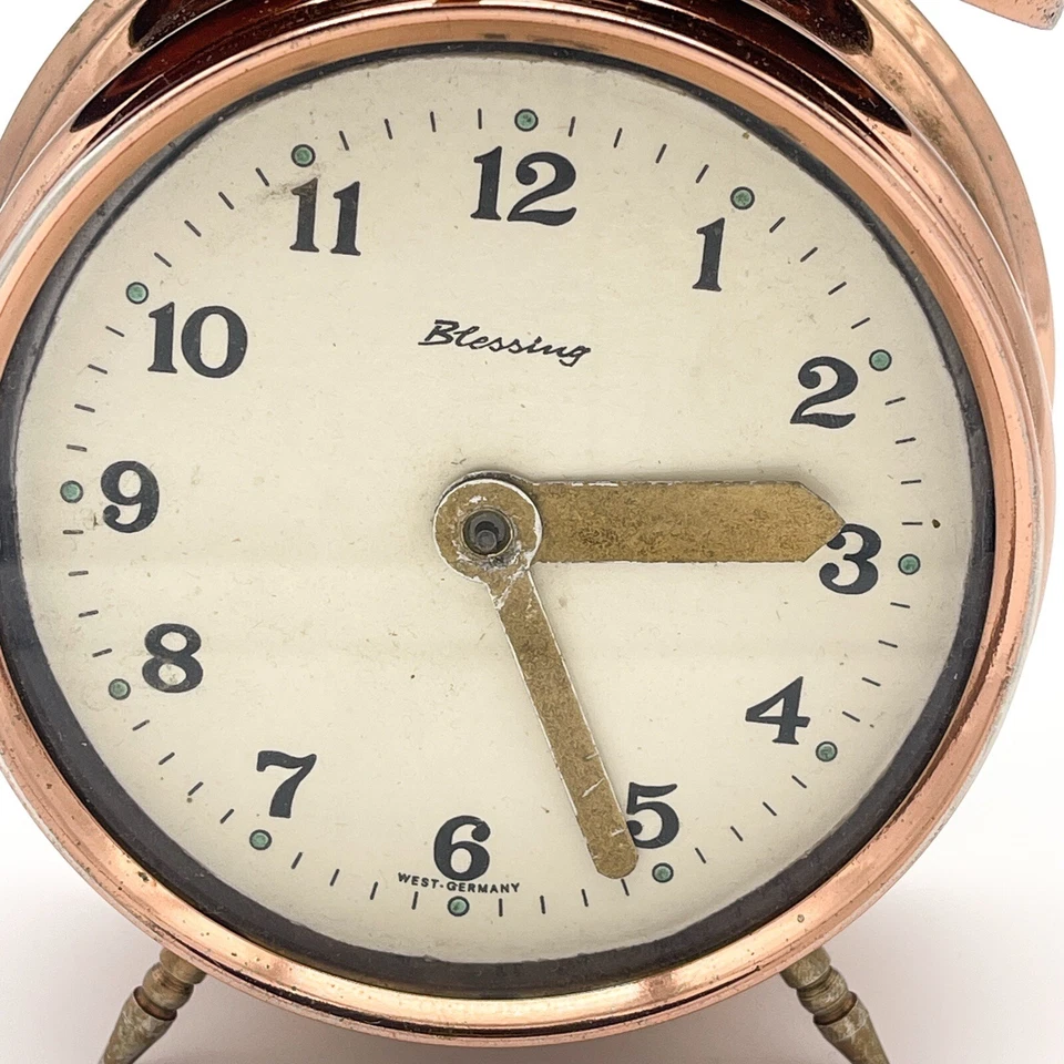 Vintage Blessing Doppelglockenwecker Wecker West Germany Vintage Kupfer UR2 - Bild 4 von 4
