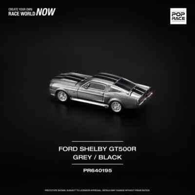 Pop Race 1:64 1967 Ford Shelby Mustang GT500 Grey/Black Diecast