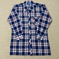 VINTAGE 70s Flannel Shirt Mens Medium Multi Plaid Featherweight Mod Retro 1970s