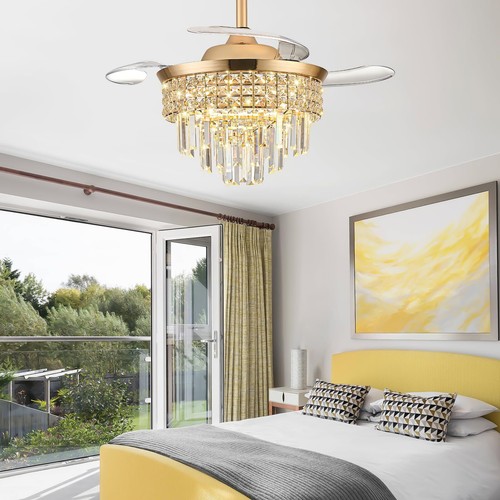 YITGOG 36" Gold Crystal Fandelier Ceiling Fan with Light Dimmable LED APP Con... - Picture 8 of 8