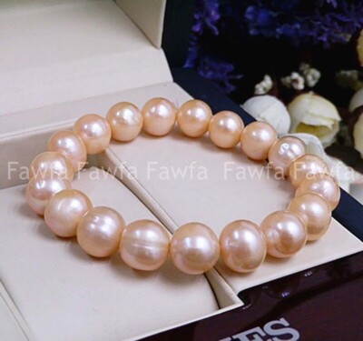 7-10mm Genuine Natural Pink Akoya Freshwater Pearl Beads Stretch Bracelet 7.5''