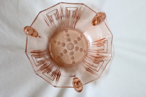 Art Deco Pink Glass Czech Bowl - Picture 4 of 6