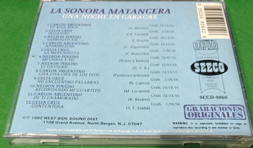 La Sonora Matancera ‎– Una Noche En Caracas by La Sonora Matancera(CD-1992) - Picture 2 of 3