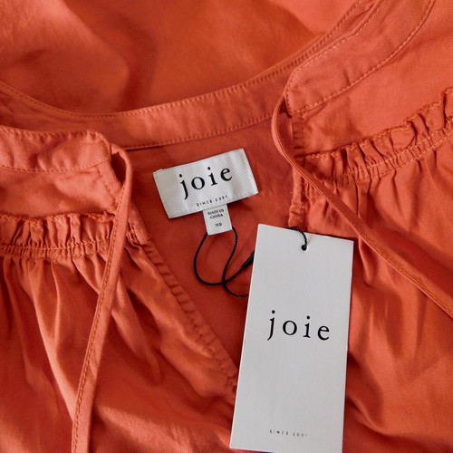 ¡¡NUEVO CON ETIQUETAS!! Blusa Top Campesina Naranja Especia Cálida JOIE Barrian Cuello Atado X-Pequeña - Imagen 11 de 13