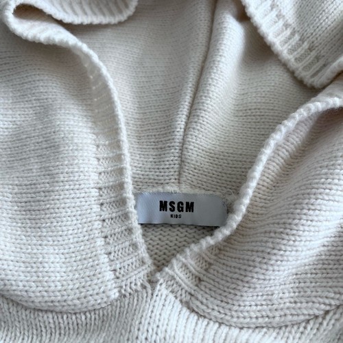 MSGM Kids logo-embroidered hooded neutral ecru sweater size 12 - Picture 7 of 10