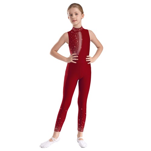 Kinder Mädchen Unitard transparenter Overall Cutout Rücken Body Einteiler Turnanzug glänzend - Bild 36 von 62