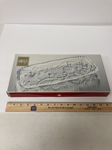 MIKASA Crystal Seasonal Serving Tray - Christmas Bells - 16X8X1 - Original Box - Picture 4 of 5