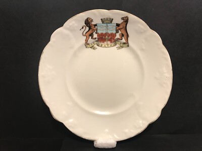 WILLIAMSON'S  LONGTON, ENGLAND, CRESTED CHINA, ''BATH'' PLATE, 7'' LIONS, CROWN