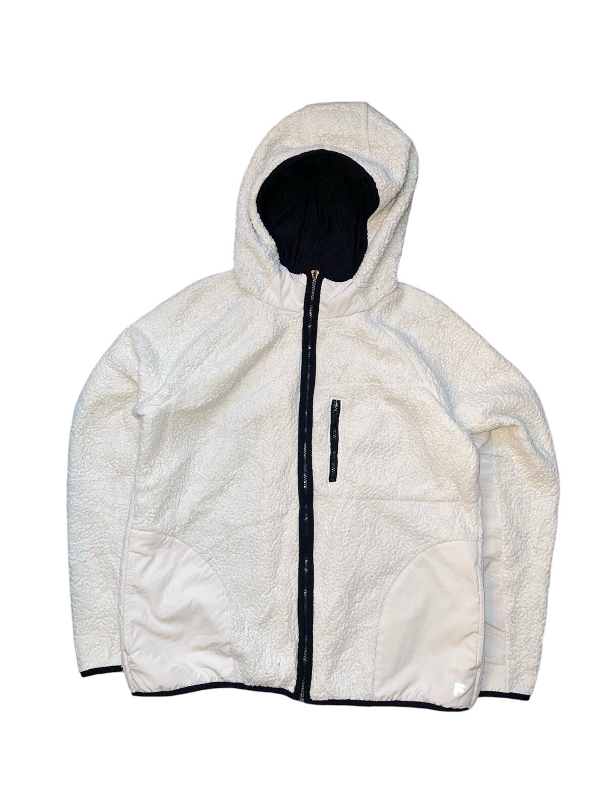 Felpa donna Fila Sport panna con cappuccio sherpa pile taglia L