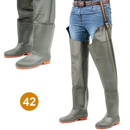 Nylon Thigh Hip Waders Waterproof Fly Coarse Fishing Muck Wader Thigh Boots - Picture 2 of 13
