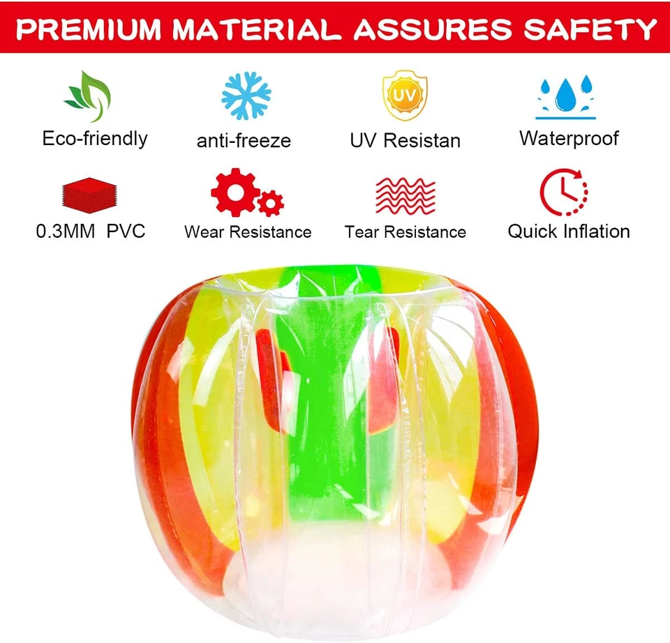 90cm Bumper Ball Bubble Soccer Zorb Aufblasbarer Stoßball Inflatable Blau/Rot - Bild 4 von 4