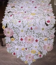 1pc Table Runner Spring Theme Pastoral Style Flower 🌸 Embroidery 