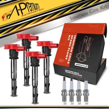 A-Premium 4x Ignition Coil&IRIDIUM Spark Plug Kits for Audi A5 08-10 Porsche VW