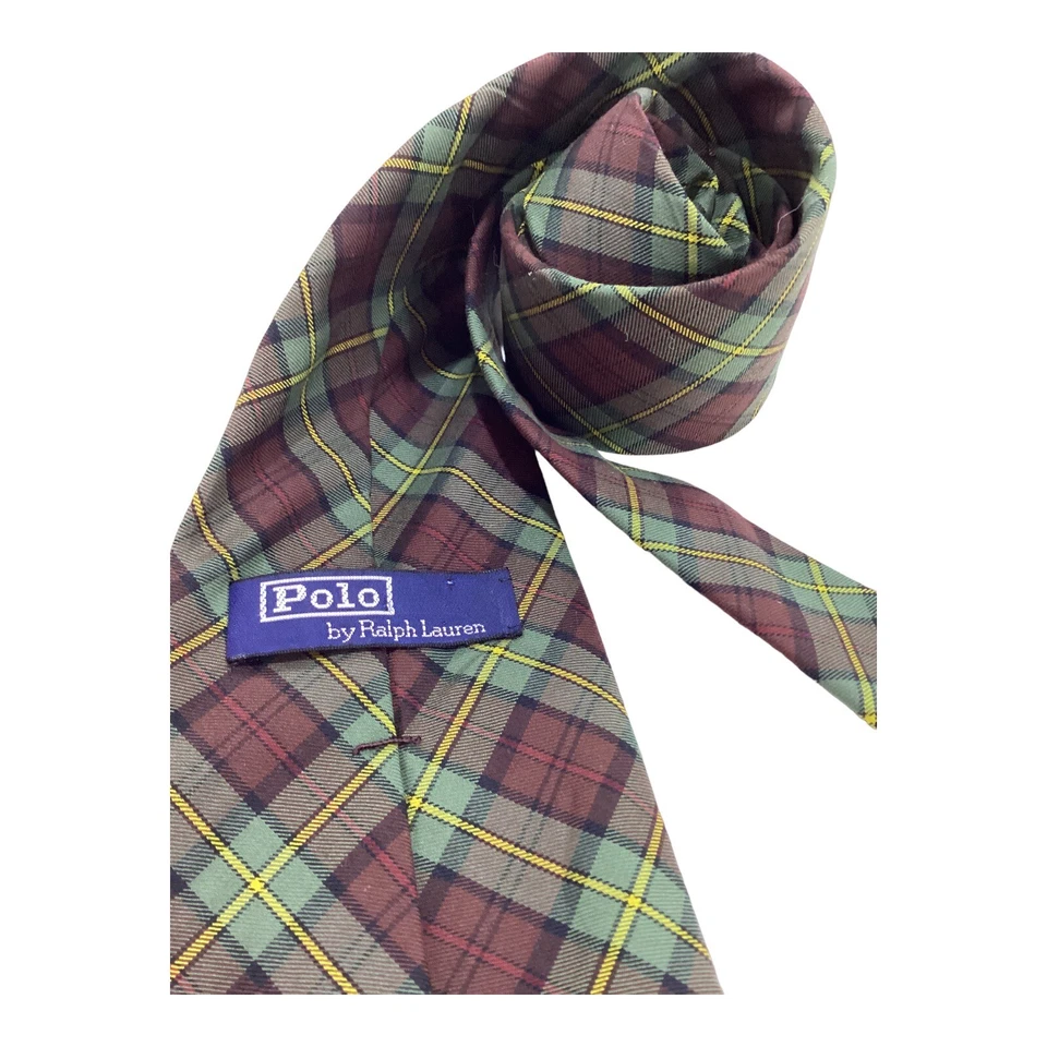 POLO RALPH LAUREN зеленый PLaids и чеки хлопок галстук H.M в США W: 4» EX состояние - Изображение 3 из 4