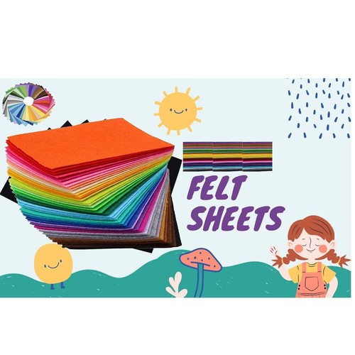 A4 Size Sheet Pack of 20 Bright Multicolor Stiff Felt 1mm Thick Paper for Craft - Picture 123 of 293