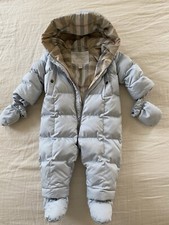 AUTHENTIC BURBERRY PALE BLUE CHECK KIDS INFANT BABY SNOWSUIT COAT JACKET 12M