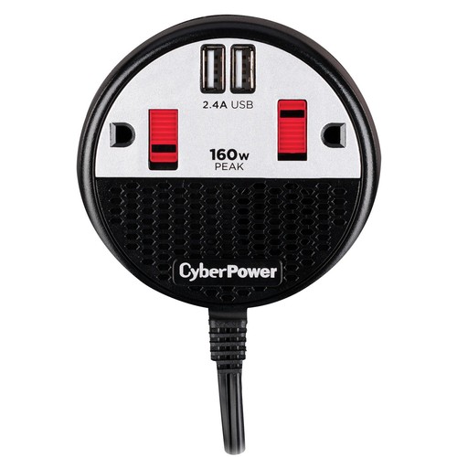 Cyber Power 160W POWER INVERTER | 12V DC to 120V x2 AC OUTLETS x2 2.4A USB-A 4ft - Picture 3 of 6
