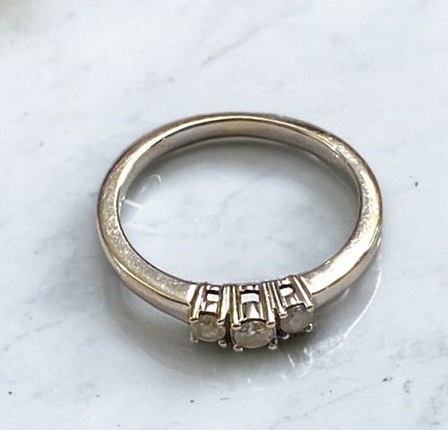 Gorgeous Estate 14k White Gold Triple Diamond Stackable Ring Wedding Band SZ 8 - Picture 21 of 24