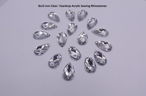 Pear / Teardrop / Droplet CRYSTAL Flatback Rhinestones Sew On Strass 8 *13 MM - Picture 7 of 34