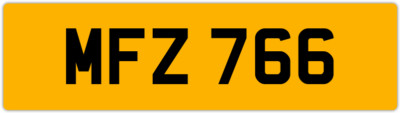 MFZ 766 M 3x3 DATELESS PRIVATE NUMBER PLATE MAT MATT MARK MICK MIK MIC MEL MAX