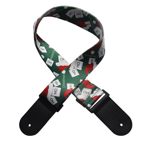 Cinturino per chitarra motivo natalizio testa in pelle poliestere intrecciata larga 2 - Foto 4 di 9